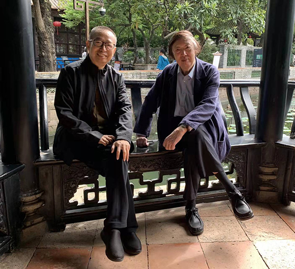 冯骥才与潘鲁生。展览主办方供图